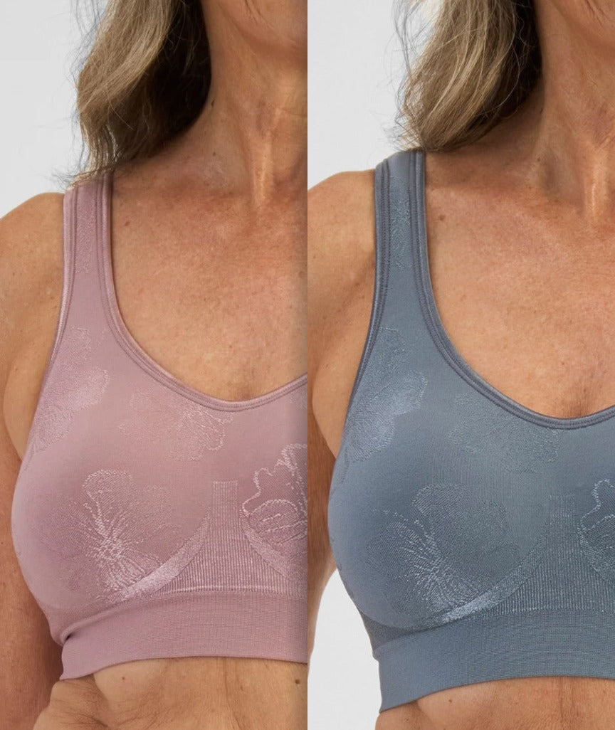 Playtex Comfort Revolution Contour Wire-free 2 Pack Bra - Smokey Mauve/Granite Blue 