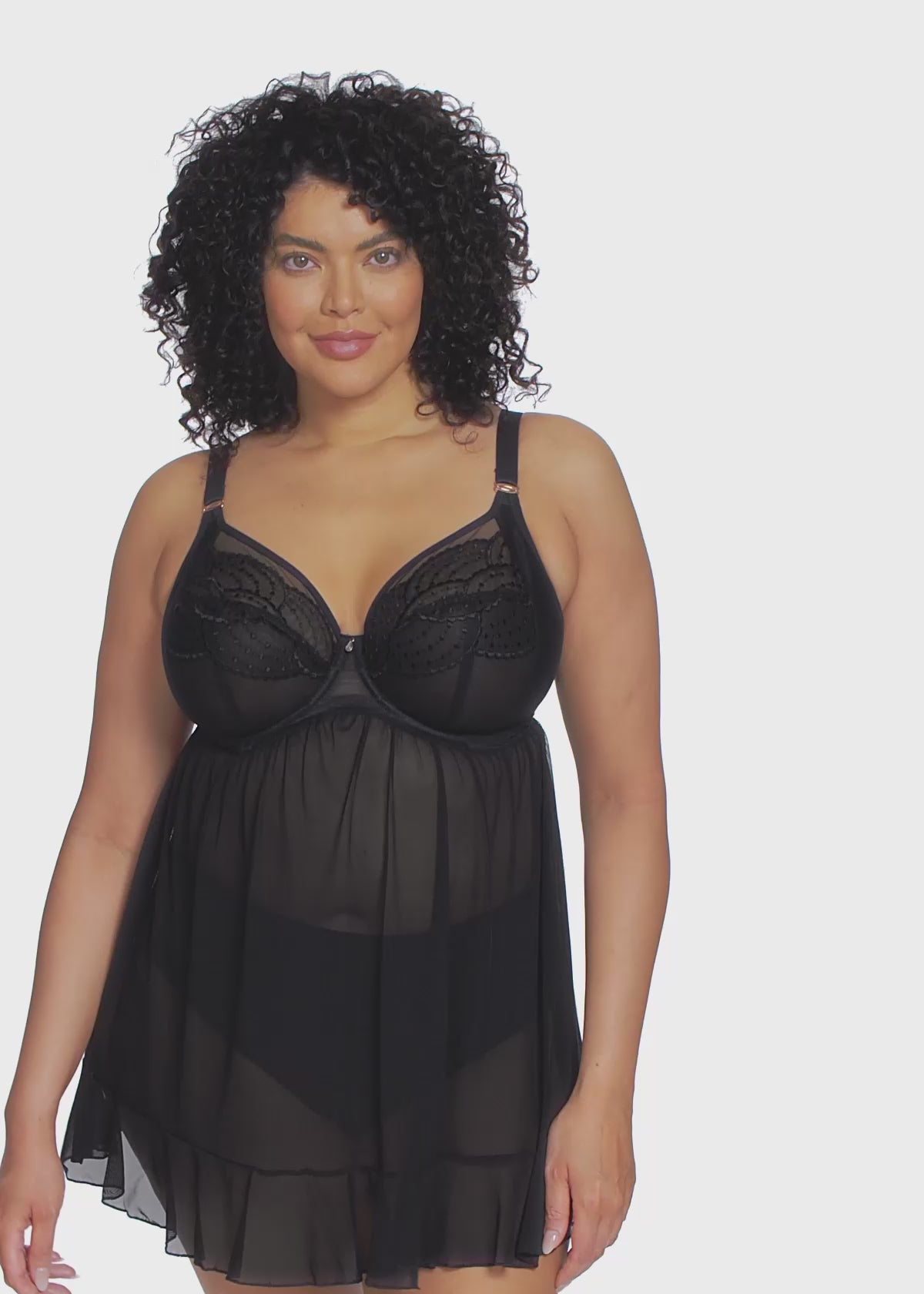 Elomi Priya Underwired Babydoll - Black