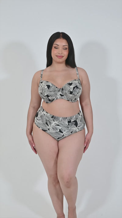 Curvy Kate Ripple Reef High Waist Bikini Brief - Black Print