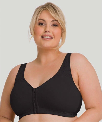 Ava & Audrey Hannah Cotton Wire-Free Front Opening Bra 2 Pack - Black/Frappe