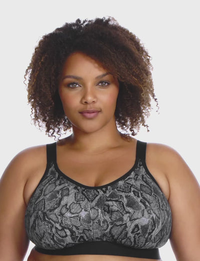 Goddess Sport Wire-Free Sports Bra - Black Snake