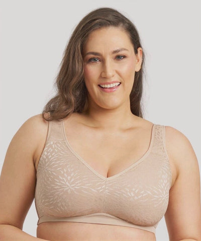 Ava & Audrey Millie Jacquard Mesh Wire-free Support Bra - Nude