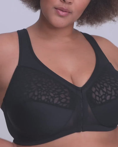 Glamorise MagicLift Wire-Free Front-Closure Racerback Bra - Black