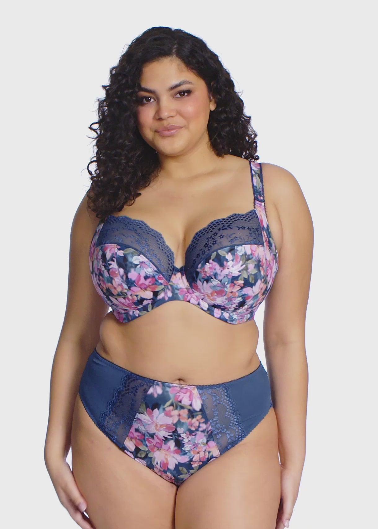 Elomi Lucie Underwire Stretch Plunge Bra - Teal Floral