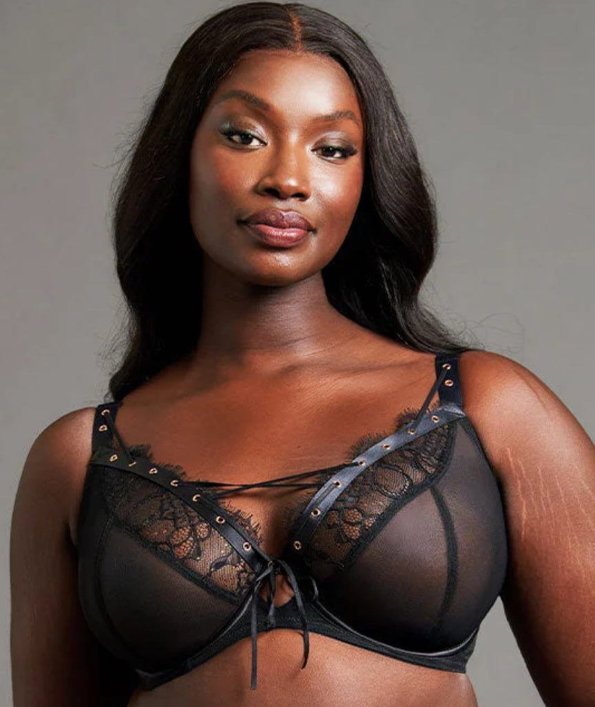 Scantilly Laced Up Plunge Bra - Black 
