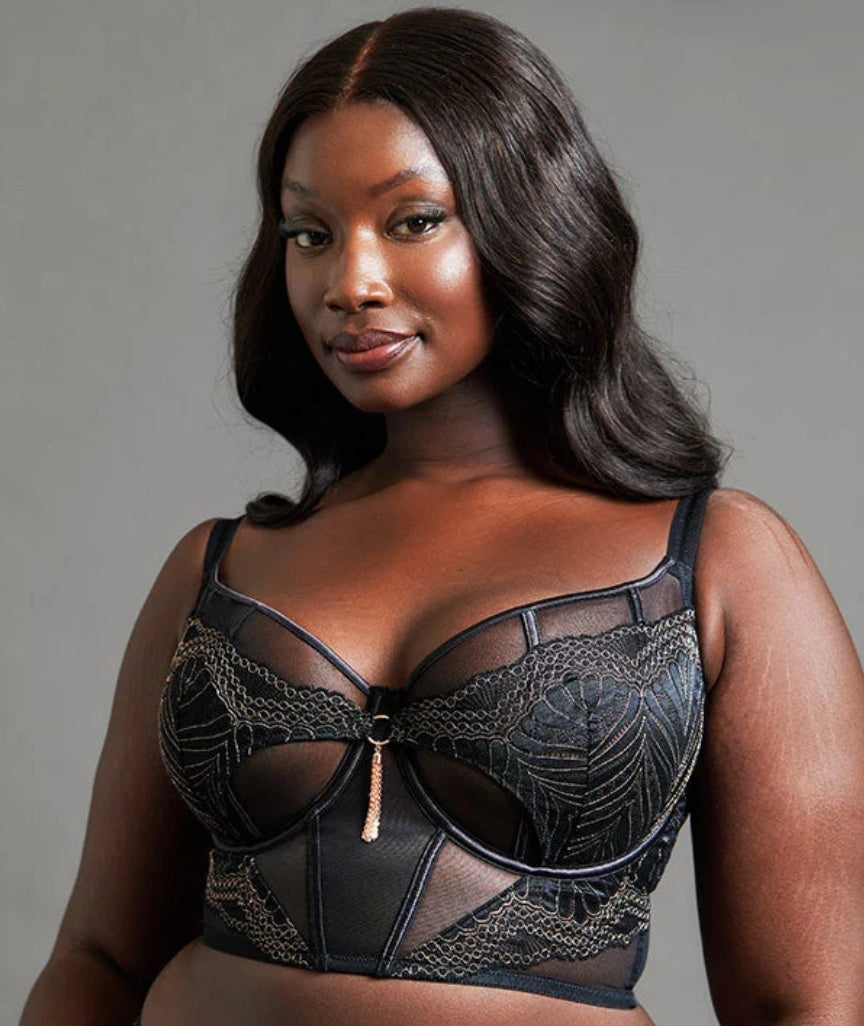 Scantilly Showgirl Longline Balcony Bra - Black 
