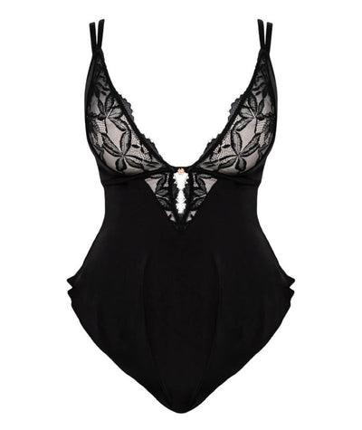 Scantilly Embrace Stretch Lace Teddy Bodysuit - Black