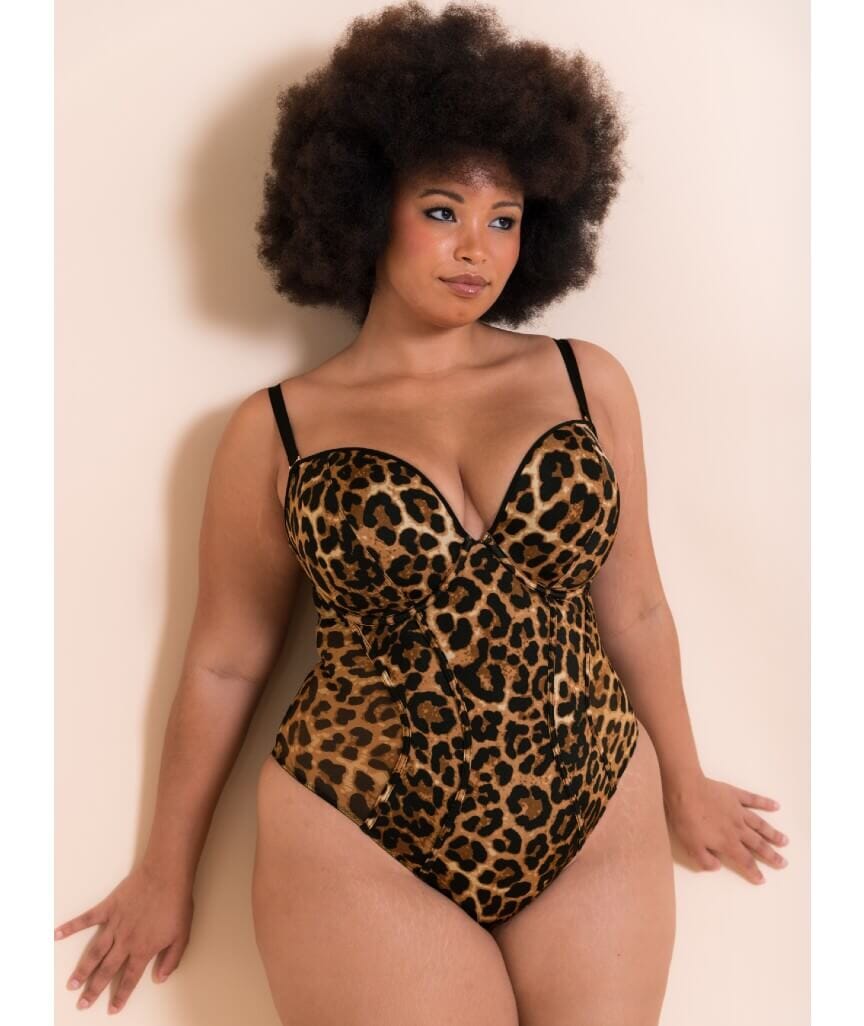 Scantilly Icon Plunge Strapless Multiway Padded Bodysuit - Leopard Print Bodysuits & Basques  