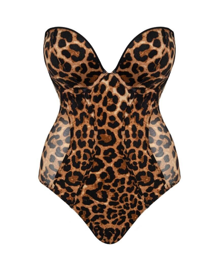 Scantilly Icon Plunge Strapless Multiway Padded Bodysuit - Leopard Print Bodysuits & Basques 