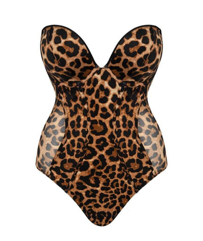 Scantilly Icon Plunge Strapless Multiway Padded Bodysuit - Leopard Print Bodysuits & Basques 