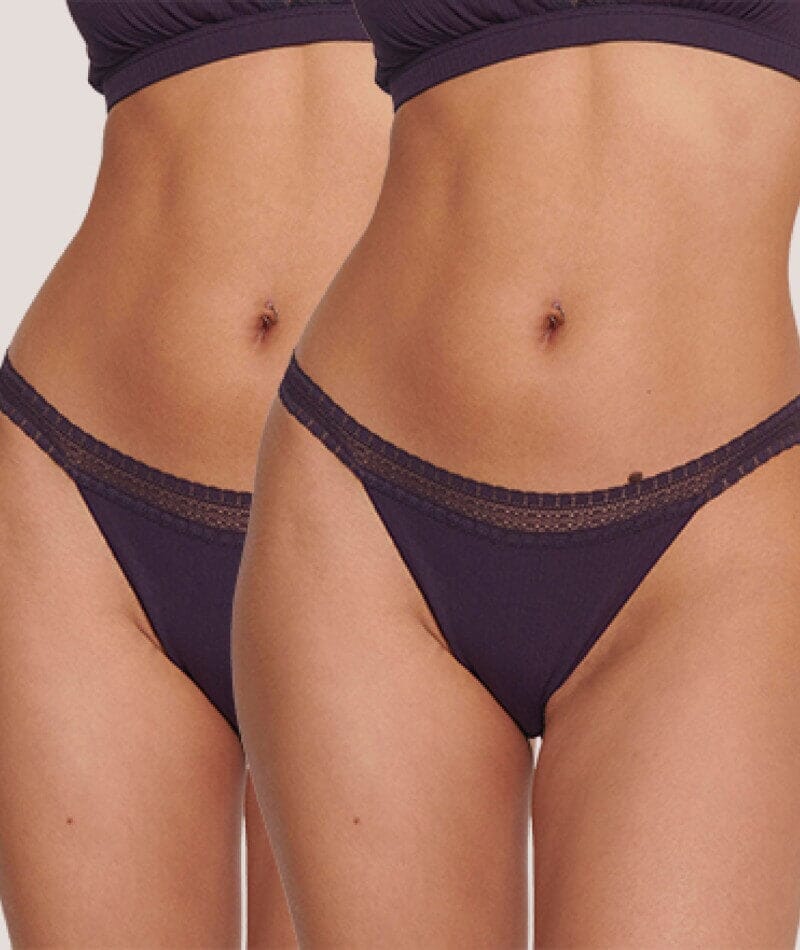 Sloggi Go Ribbed Tanga Brief 2 Pack - Blueberry Knickers 