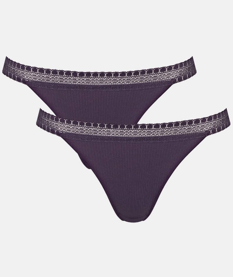 Sloggi Go Ribbed Tanga Brief 2 Pack - Blueberry Knickers 