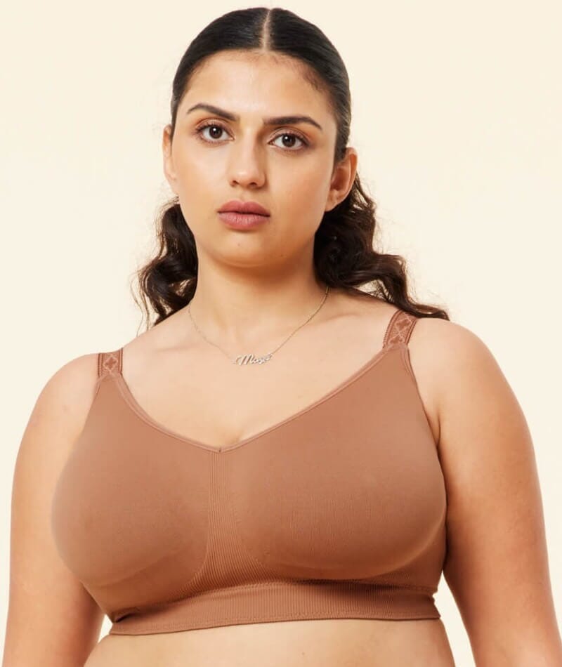 Sugar Candy Fuller Bust Seamless F-Hh Cup Wire-Free Lounge Bra - Clay Bras  