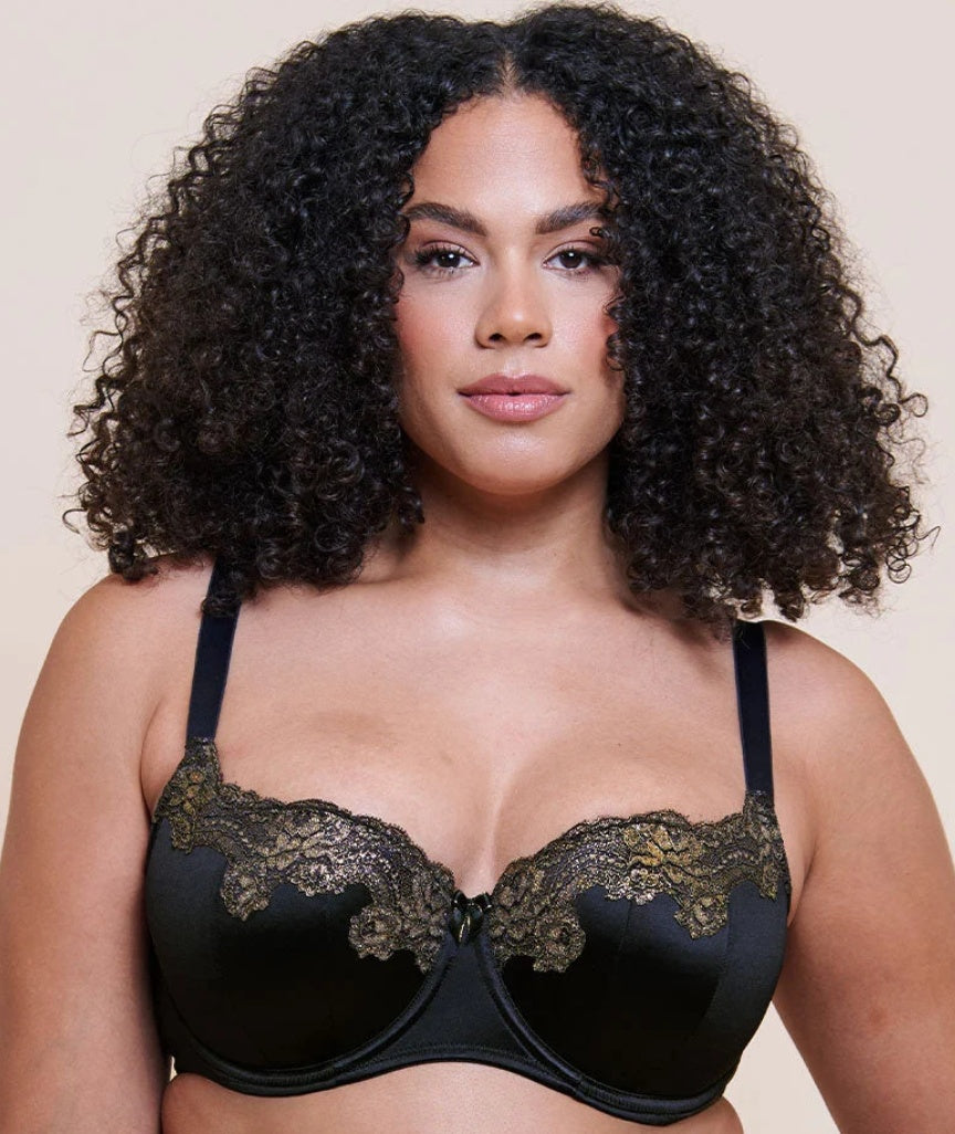 Curvy Kate Boost Lace Balcony Bra - Black/Gold 