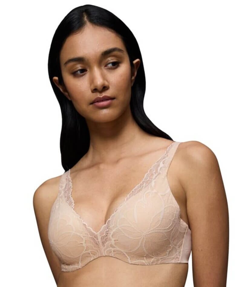 Triumph Body Make-up Illusion Lace Underwired Padded Bra - Nude Beige Bras  