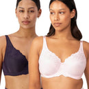 Triumph Embroidered Minimiser Bra 2 Pack - Blueberry/Baby's Cheek