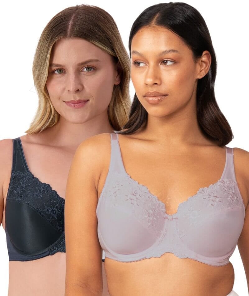 Triumph Embroidered Minimiser Bra 2 Pack - Misty Lilac/Nuit Bras  