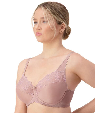 Triumph Embroidered Minimizer Bra - Chocolate Mousse Bras 