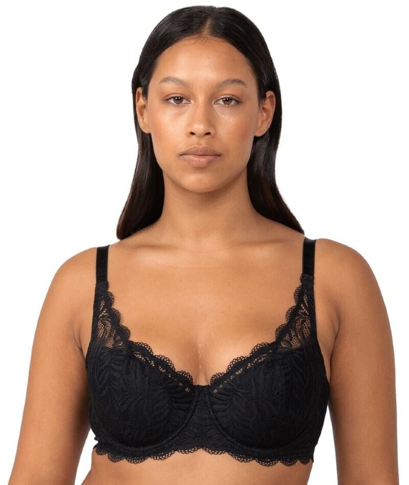 Triumph Essential Lace Underwire Half-Cup Padded Balconette Bra - Black Bras  