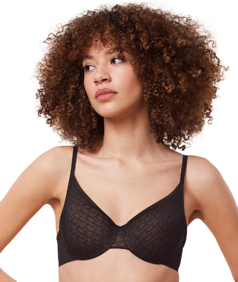 Triumph Signature Sheer Underwired Padded Half Cup Bra - Black Bras  