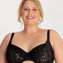 Underbliss Lacey Balconette Underwire Bra - Black