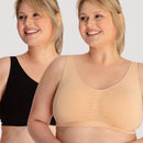 Underbliss Seamless Bamboo Blend Comfort Wire-free Bra 2 Pack - Black/Frappe