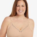 Leading Lady The Camille Wireless Soft-Cup Cotton Bra with Lace - Sand