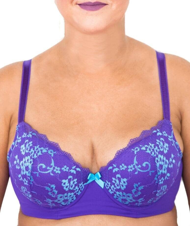 Lady Emprezz Frenchie Padded Shaping Bra - Purple/Aqua Bras 