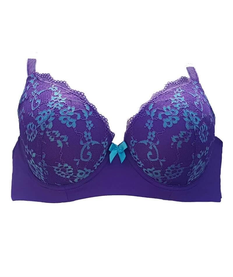 Lady Emprezz Frenchie Padded Shaping Bra - Purple/Aqua Bras 