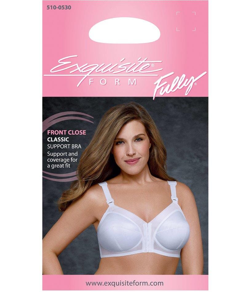 Exquisite Form Fully Front Close Wirefree Classic Support Bra- White Bras 