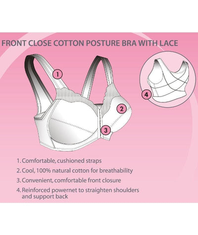 Exquisite Form Fully Front Close Wirefree Cotton Posture Bra With Lace - Nude Bras 