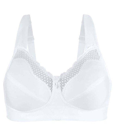 Exquisite Form Fully Cotton Soft Cup Wirefree Bra With Lace - White Bras 