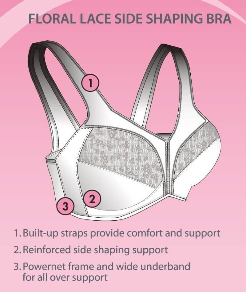 Exquisite Form Fully Side Wirefree Shaping Bra With Floral - Rose Beige Bras 