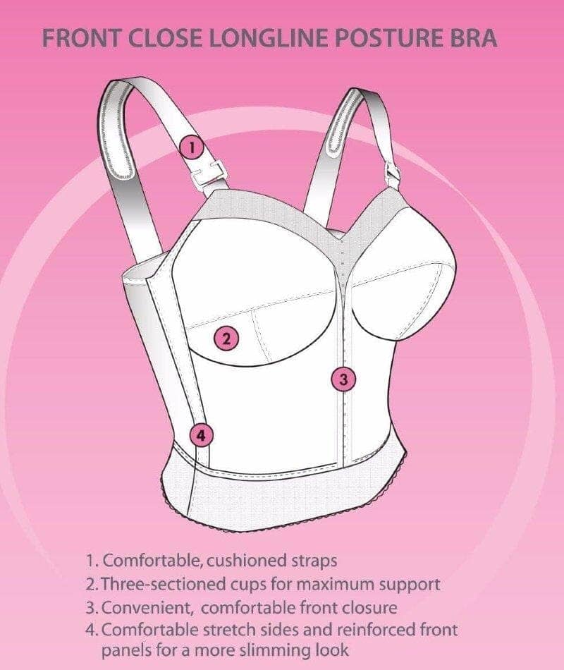 Exquisite Form Fully Front Close Longline Wirefree Posture Bra - White Bras 