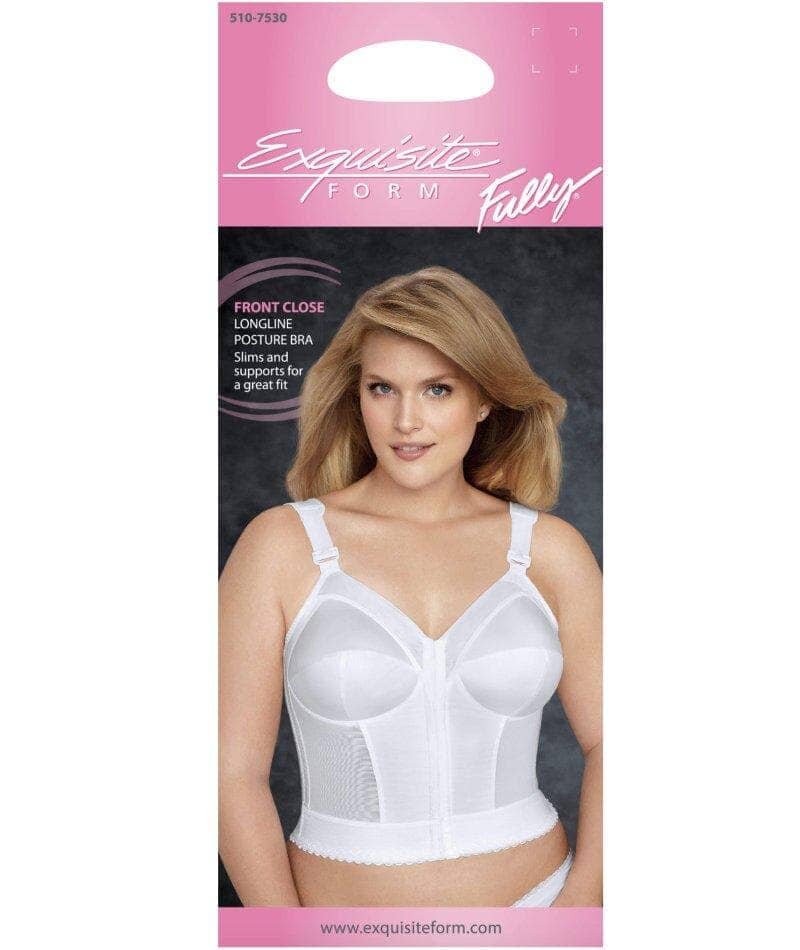 Exquisite Form Fully Front Close Longline Wirefree Posture Bra - White Bras 