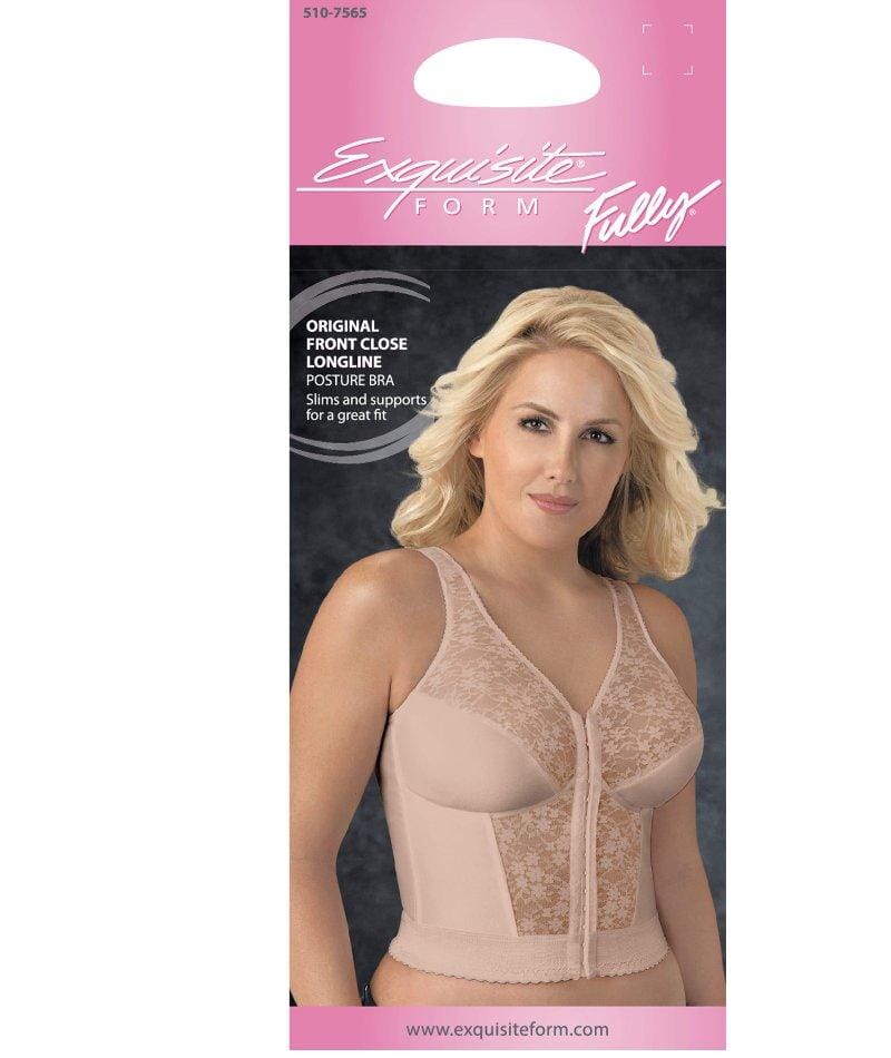 Exquisite Form Fully Front Close Wirefree Longline Posture with Lace Bra - Rose Beige Bras 