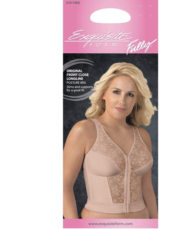 Exquisite Form Fully Front Close Wirefree Longline Posture with Lace Bra - Rose Beige Bras 