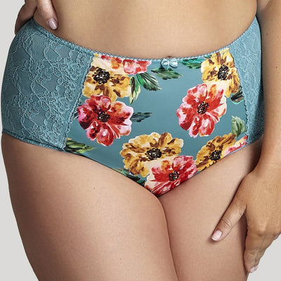Sculptresse Chi Chi High Waist Brief - Turq Floral Knickers 
