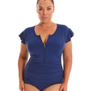 Capriosca Frill Zip One Piece - Navy