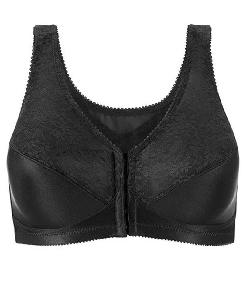 Exquisite Form Fully Front Close Wirefree Posture Bra With Lace - Black Bras 