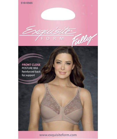 Exquisite Form Fully Front Close Wirefree Posture Bra With Lace - Walnut Bras 