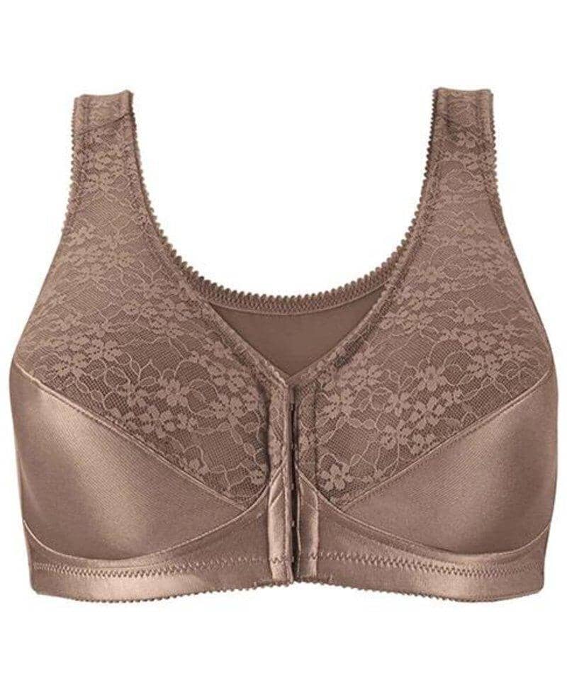 Exquisite Form Fully Front Close Wirefree Posture Bra With Lace - Walnut Bras 