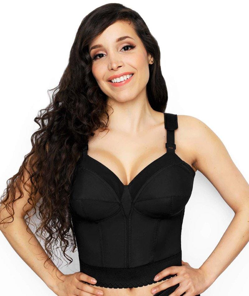 Exquisite Form Fully Back Close Longline Wirefree Bra - Black Bras 