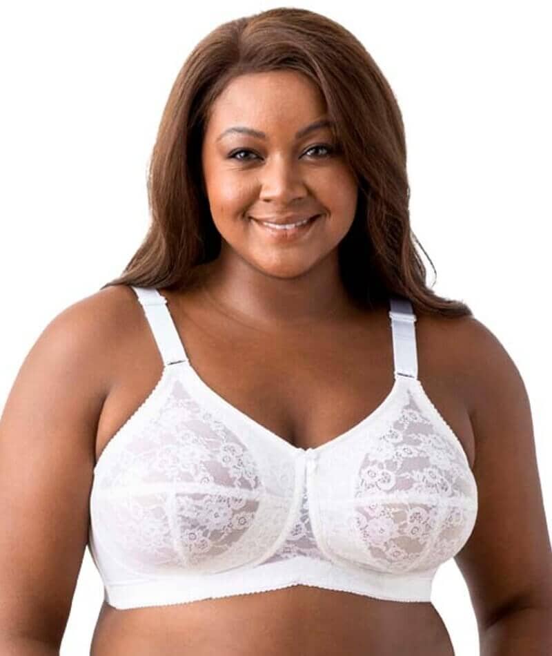 Elila Embroidered Lace Wirefree Bra - White Bras  