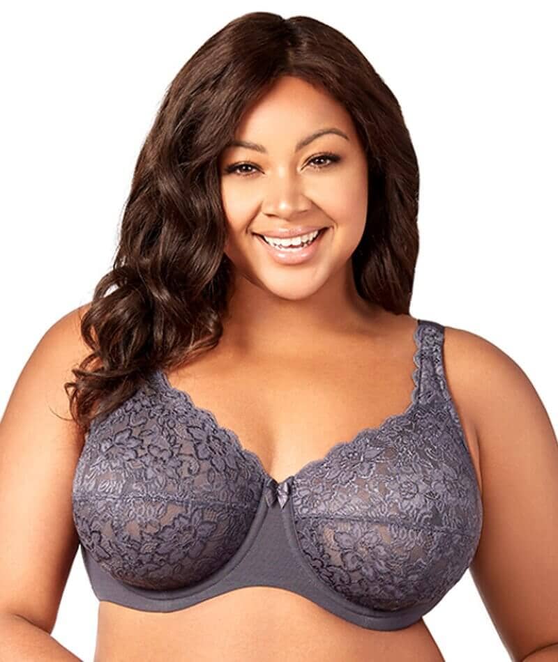 Elila Full Coverage Stretch Lace Underwired Bra - Grey Bras  