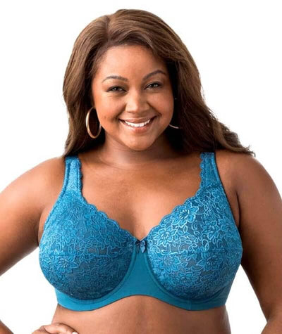 Elila Full Coverage Stretch Lace Underwired Bra - Teal Bras 