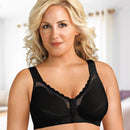 Exquisite Form Fully Front Close Wire-Free Cotton Posture Bra With Lace - Black