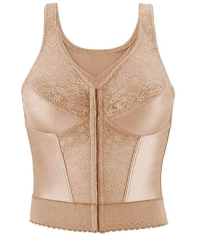 Exquisite Form Fully Front Close Wirefree Longline Posture with Lace Bra - Rose Beige Bras 