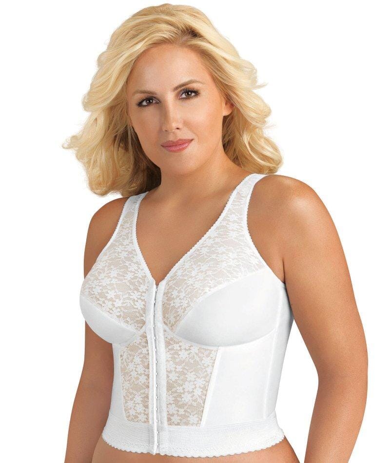 Exquisite Form Fully Front Close Wirefree Longline Posture with Lace Bra- White Bras  