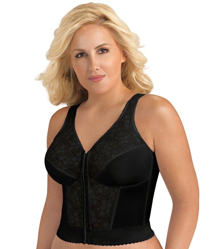 Exquisite Form Fully Front Close Wirefree Longline Posture with Lace Bra - Black Bras  